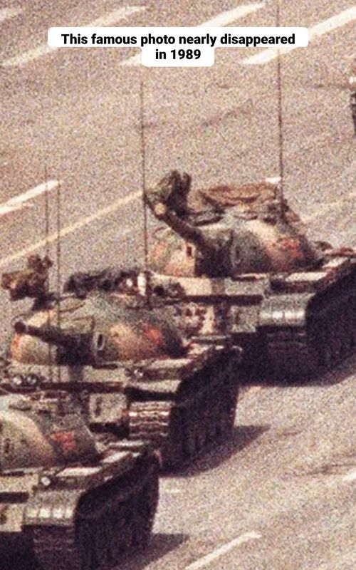 This famous photo nearly disappeared in 1989 Jeff Widener shot it from a Beijing hotel balcony The next morning, tanks rolled past Tiananmen Square Then one unidentified man stepped in front of them Widener was ill and injured when he took the shot His photo became known forever as Tank Man #fyp #viral #shorts #trending #foryou